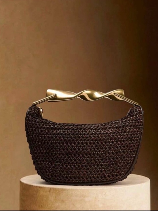 Handbags - Zara Woven Crescent brown
Bag with Sculpted Gold Handle